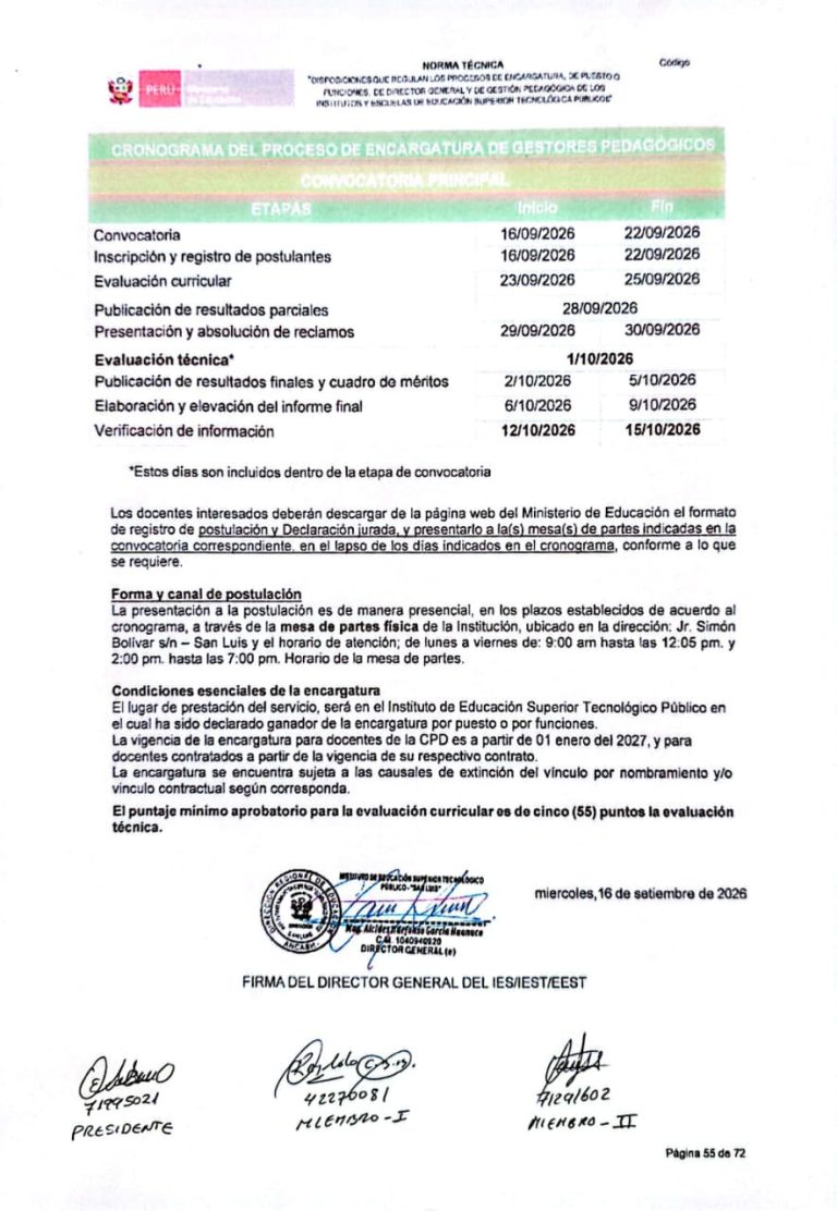 CONVOCATORIA: ENCARGATURA DE GESTIÓN PEDAGÓGICA 2026