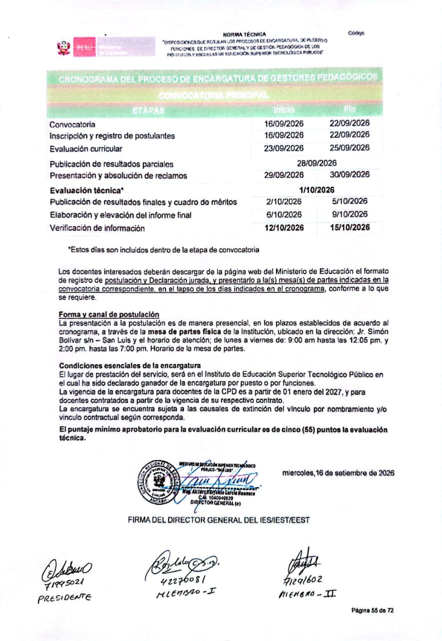 CONVOCATORIA: ENCARGATURA DE GESTIÓN PEDAGÓGICA 2026