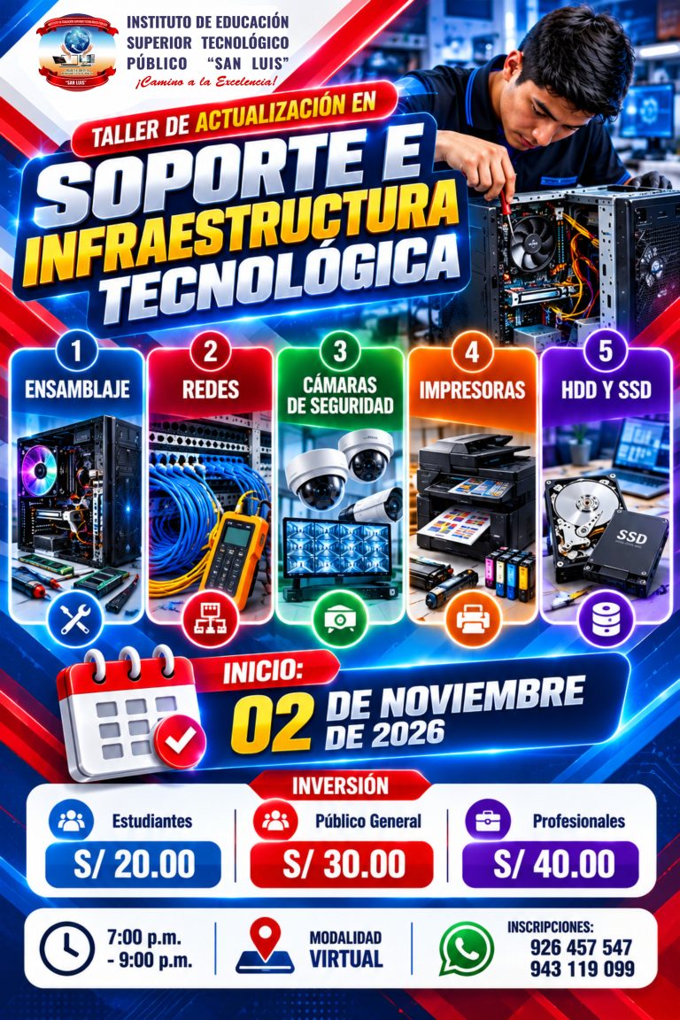 TALLER DE ACTUALIZACIÓN EN SOPORTE E INFRAESTRUCTURA TECNOLÓGICA